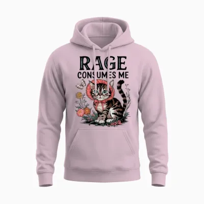 Rage Consumes Me Funny Cat Meme Unisex Hoodie - Light Pink