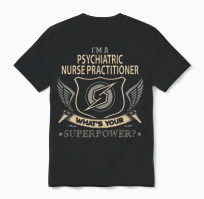 Psychiatric Nurse Practitioner T Shirt - Superpowe Unisex T-Shirt - Black