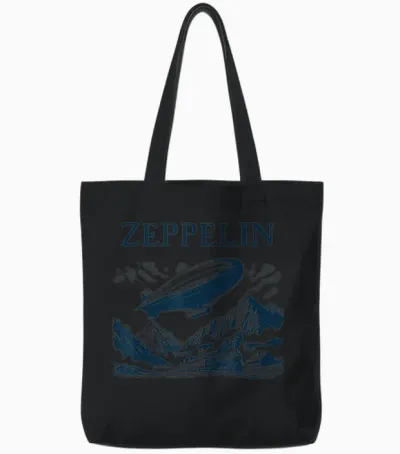 Zeppelin Airship Journey - Zeppelin Flying Tote Bags - Black