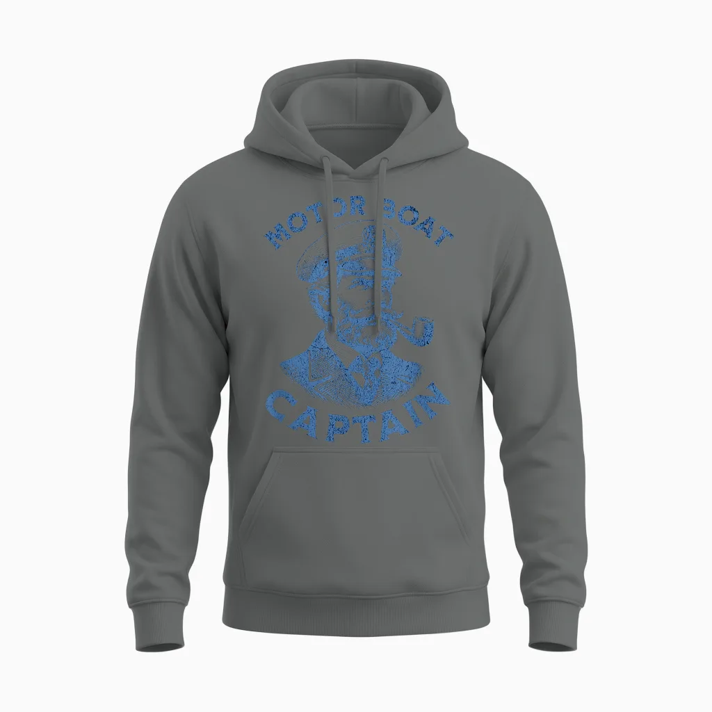 Funny Motor Boat Captain Unisex Hoodie in Graphite Heather