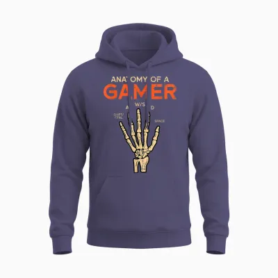 Anatomy of a Gamer Skeleton Hand Funny Men Boys Kids Teens Unisex Hoodie - Heather Sport Dark Navy