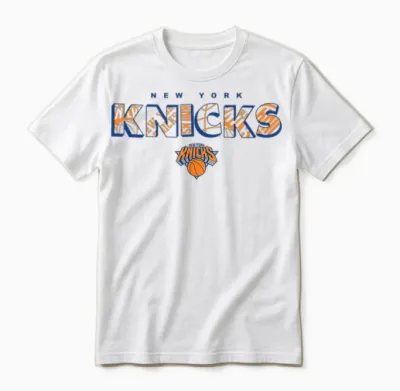 Nba - New York Knicks Logo Knockout Weiß Unisex T-Shirt - White