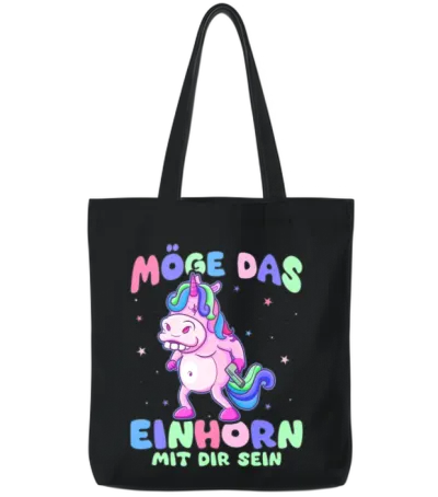 Funny Mythical Creatures, Dinosaurs, Funny Unicorn Tote Bags - Black