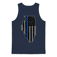 Illinois Police & Law Enforcement Thin Blue Line Unisex Tank Top - Navy – 1