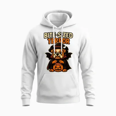 Bulldog Vampire – Halloween Dog Unisex Hoodie - White