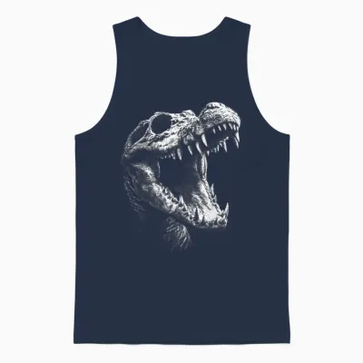 Crâne Gothique Crocodile Animal Alternatif Grunge Esthétique Unisex Tank Top - Navy