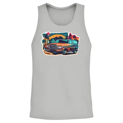 Retro Car Miami Beach Unisex Tank Top - Ash