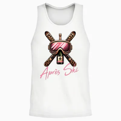 After Ski Party Outfit, Ski Holiday Party Outfit T-Shirt, Black Unisex Tank Top - White
