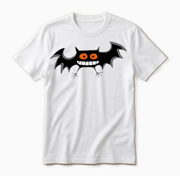 Funny Black Bat Unisex T-Shirt in White