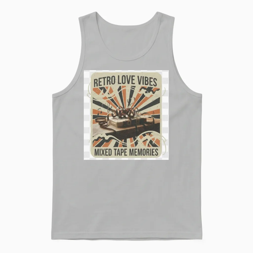 Vintage Love Music Lovers Gift Unisex Tank Top in Ash