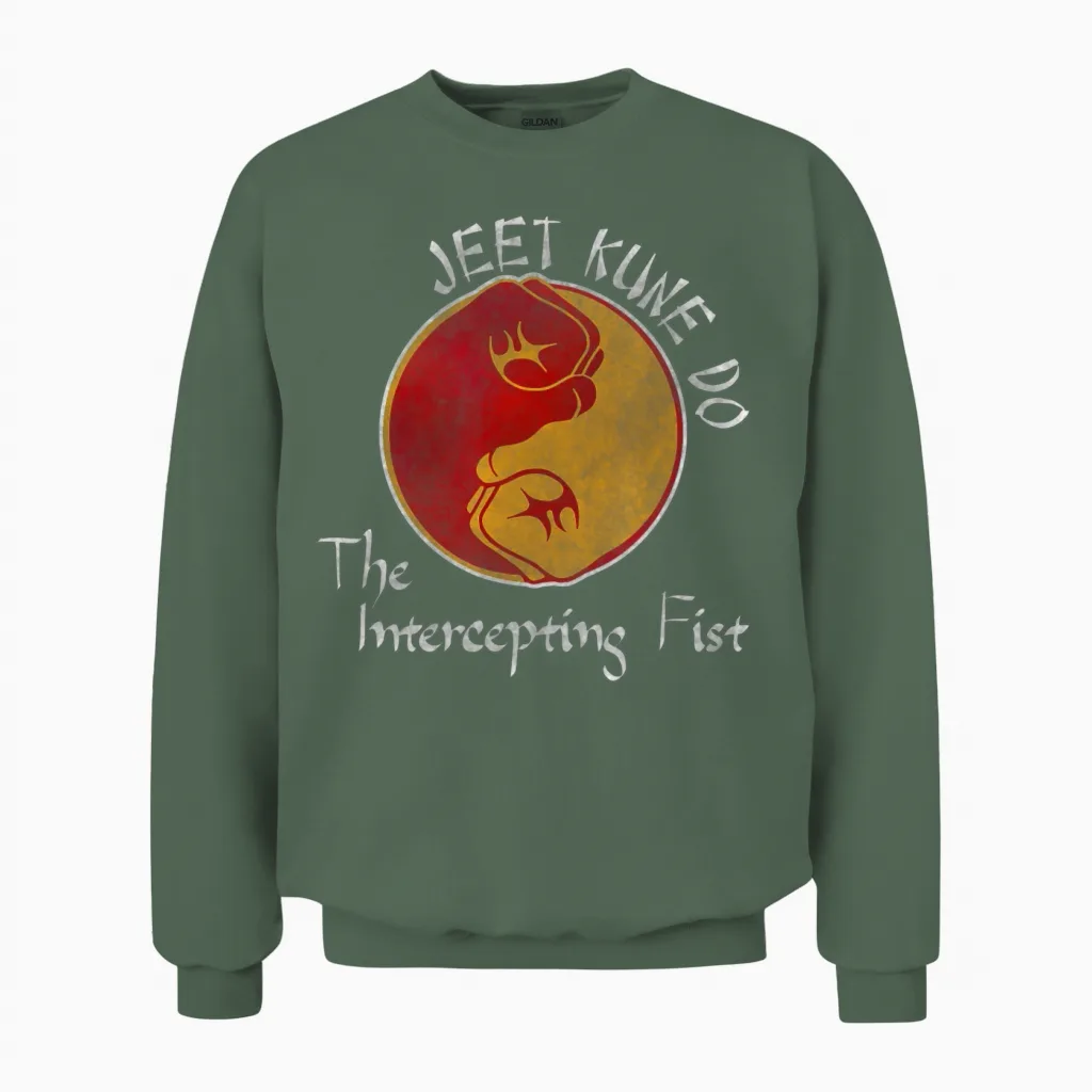 Jeet Kune Do Mma Intercepting Fist Chinese Unisex Sweatshirt in Military Green