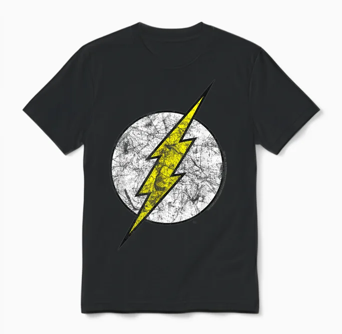 Graphique Vibrant Du Symbole Du Héros Lightning Bolt Unisex T-Shirt in Black