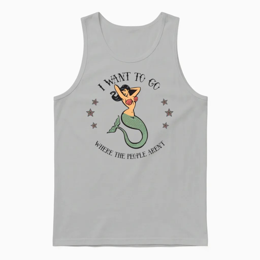 Anti-Social Mermaid Unisex Tank Top in Ash