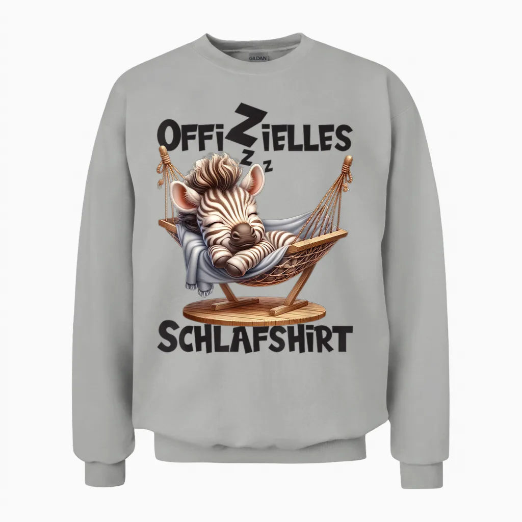 Langschläfer Geschenkidee Spruch Herren Damen Offizielles Schlafshirt Zebra Mit Tier Lustig Tiermotiv Unisex Sweatshirt in Ash