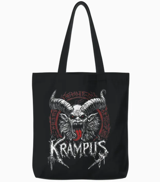 Kramperl Perchten Knecht Ruprecht Christmas Demon Krampus T-Shirt, Black Tote Bags in Black