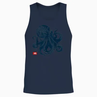 Octopus Vintage Japanese Aesthetic T-Shirt, Grey, S Unisex Tank Top - Navy