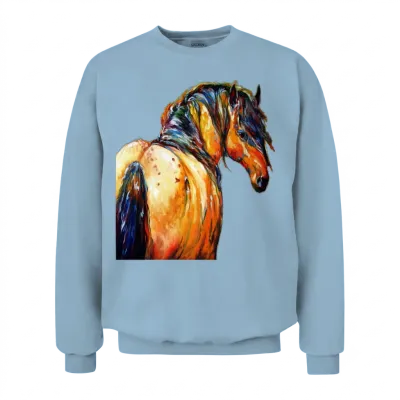 Cool Horse Vintage Unisex Sweatshirt - Light Blue
