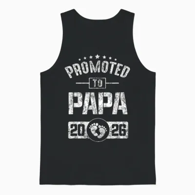 Mens Soon to Be Papa Est.2026 Father's Day First Time Dad Unisex Tank Top - Black