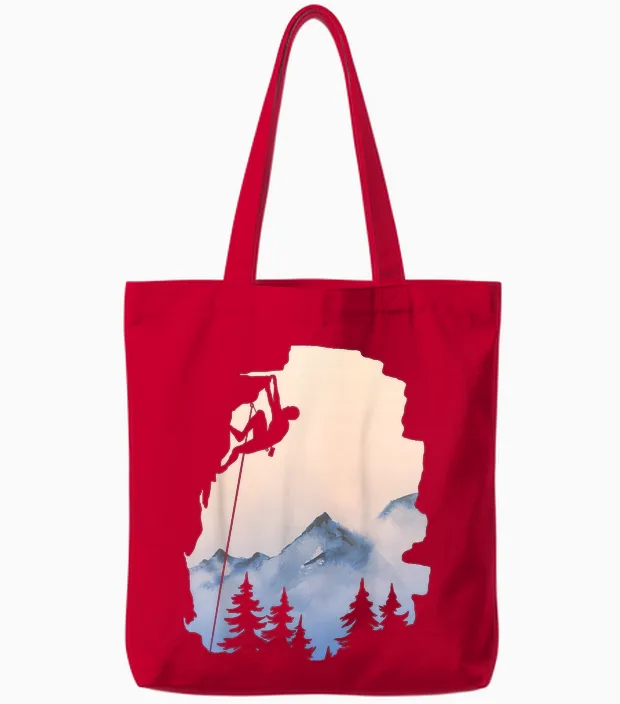 Klettern Berge Rock Trad Sport Klettern Bouldern Tote Bags in Red