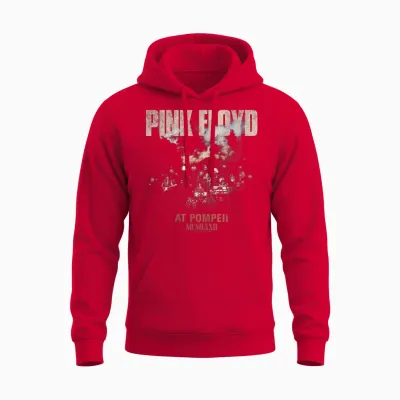 Pink Floyd Pompeii Live Photo T-Shirt, Black, S Unisex Hoodie - Red