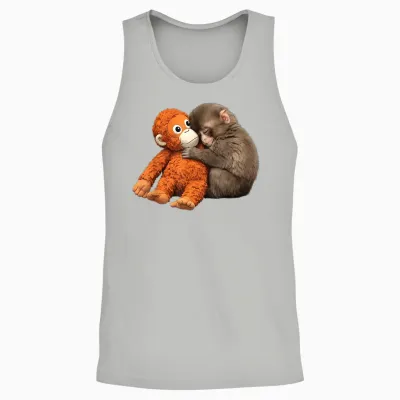 Cute Baby Monkey Punch Unisex Tank Top - Ash