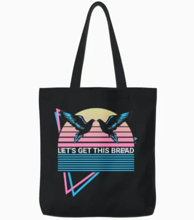 Pigeon Retro Tote Bags - Black