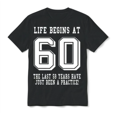 Life Begins at 60... 60th Birthday Unisex T-Shirt - Black