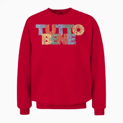 Alles Gut Tutto Bene Modern Colourful Rainbow Italy Saying T-Shirt, Black, S Unisex Sweatshirt - Red