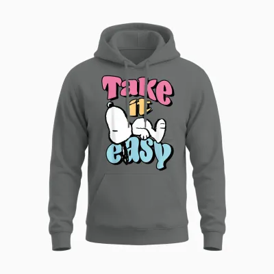 Peanuts - Snoopy Take It Easy T-Shirt, Black, S Unisex Hoodie - Graphite Heather
