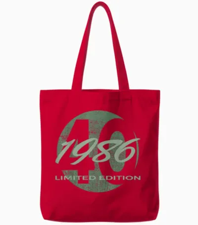 40th Birthday Man Woman 40 Years 1986 Funny Gift Tote Bags - Red