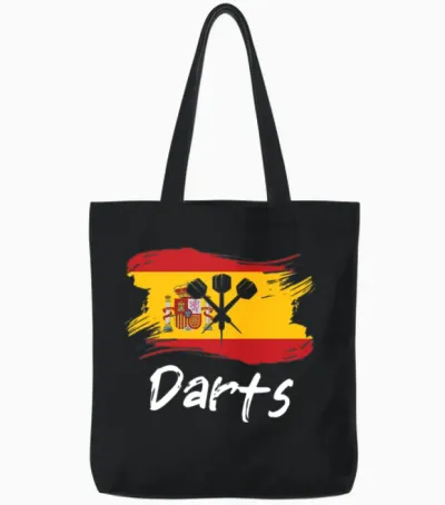 Spain Flag with Darts Design Tote Bags - Black