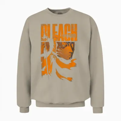 Bleach: Thousand Year Blood War Orange Ichigo Pose Anime T-Shirt, Black, S Unisex Sweatshirt - Sand