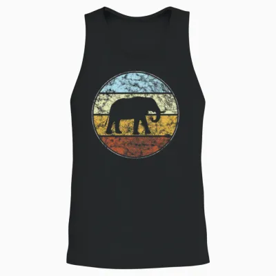 Elephant Retro Unisex Tank Top - Black