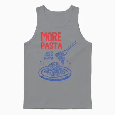 More Pasta Less Drama Funny Foodie Spaghetti Noodle Humour Unisex Tank Top - Sport Grey