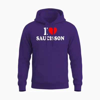I Love Saucisson Aperitif Humour Meat Sausage Deli T-Shirt, Black, S Unisex Hoodie - Purple