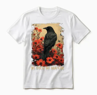 Raven Neither God nor Master, Crow No Gods No Masters. T-Shirt, Black, S Unisex T-Shirt - White