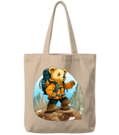 Bears Mountaineers / Hiking Bear Tote Bags - Natural