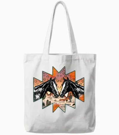 Desert Horse Tote Bags - White