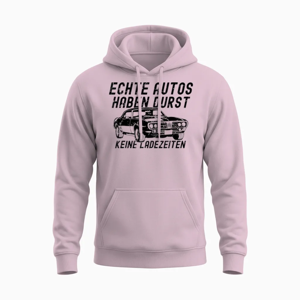 Echte Autos Haben Durst Keine Ladezeiten Kfz Oldtimer Herren Unisex Hoodie in Light Pink