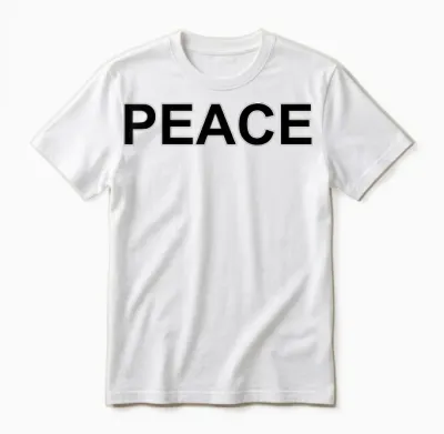 Peace Large Police in Black with White Edge Unisex T-Shirt - White