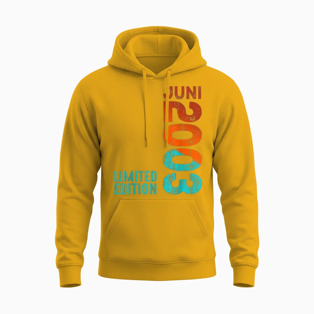 Limited Edition Juni 2003 Legendär Seit Juni 2003 Geburtstag Unisex Hoodie in Gold