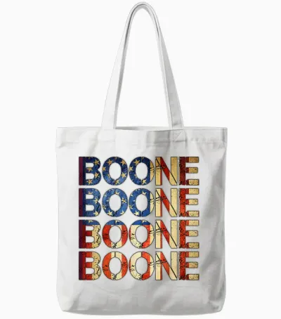 Boone Family Name I Love Boone Personalized Vintage Tote Bags - White