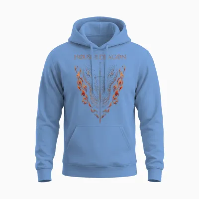 House of the Dragon Fire, Sword and Dragon Unisex Hoodie - Carolina Blue