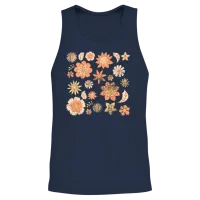 Retro Flowers — Floral & Botanical Gift Unisex Tank Top - Navy – 2