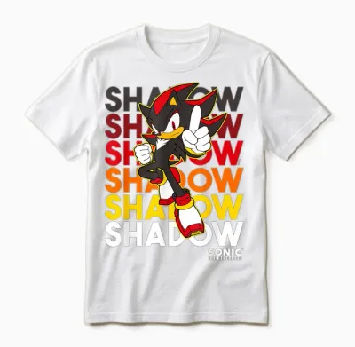 Sonic the Hedgehog Shadow Stacked Text Cool Logo Unisex T-Shirt - White
