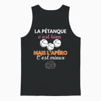 Pétanque Apéro Humour Femme Cadeau Bouliste Fête Mères Unisex Tank Top in Black - 1