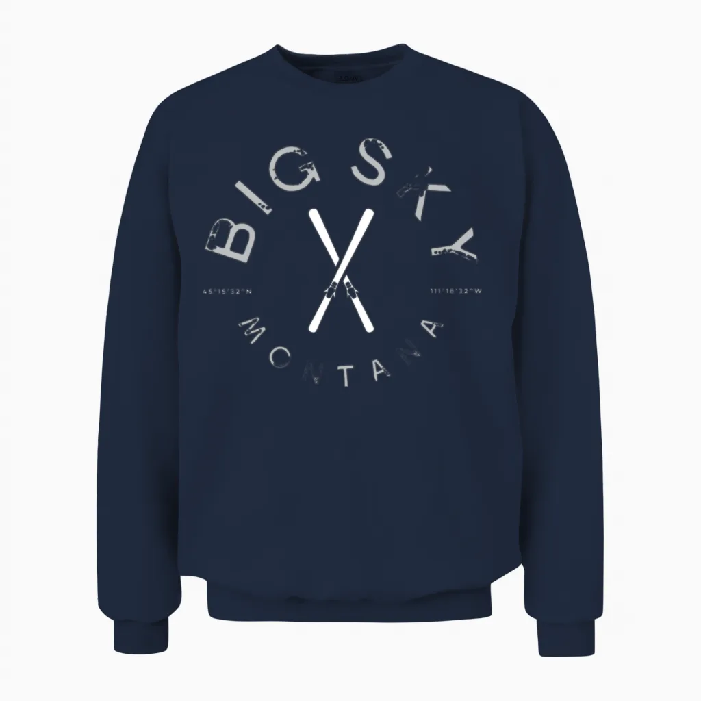 Big Sky Montana Vintage Graphic Ski Birthday Gift Unisex Sweatshirt in Navy