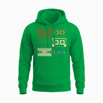 Retro Mixtape Cassettes Vintage Unisex Hoodie - Irish Green