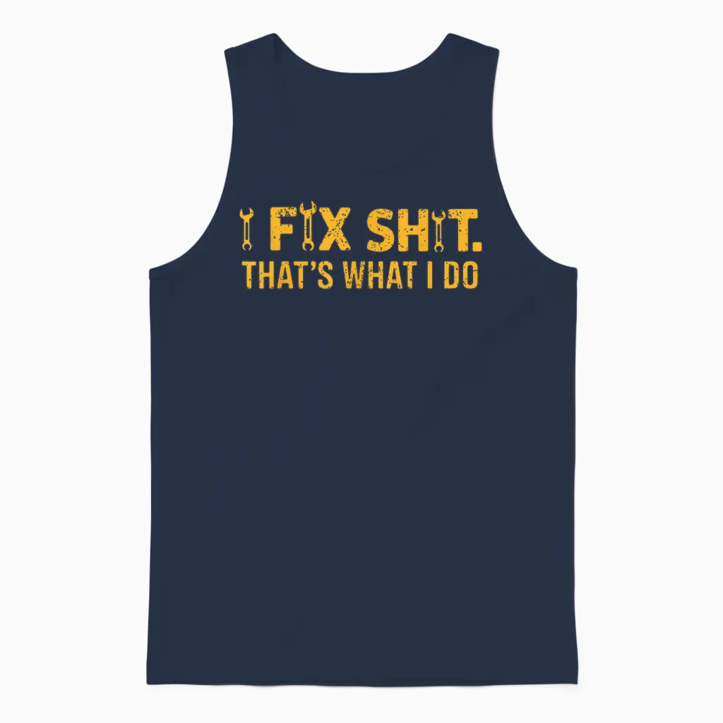 Ich Repariere Mist, Das Mache Ich, Vintage Unisex Tank Top in Navy