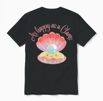 Funny Happy Clams Unisex T-Shirt - Black